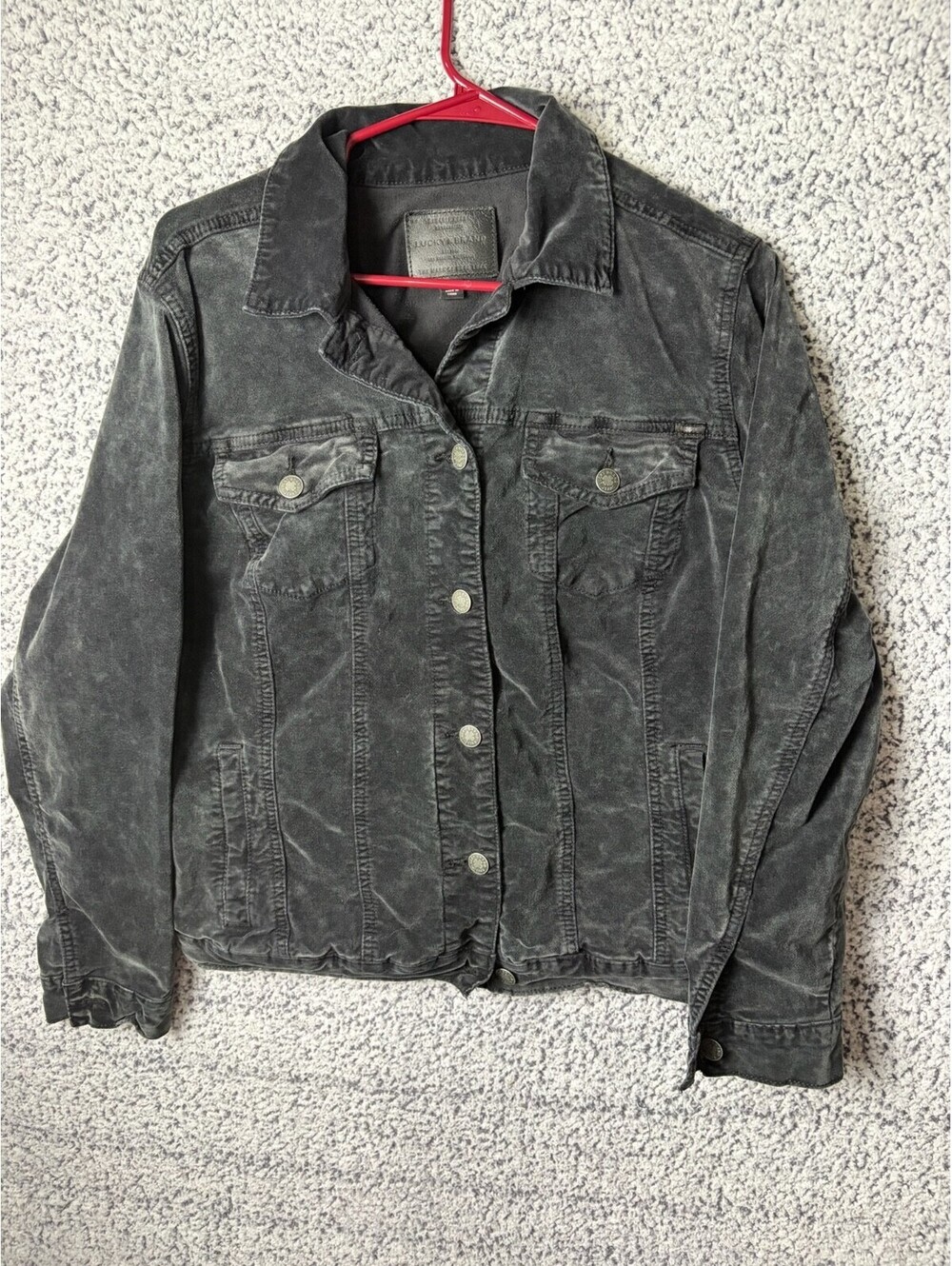 Lucky Brand - Women's Jean Jacket - Grey Charcoal - Classic Denim Jacket Size 1X